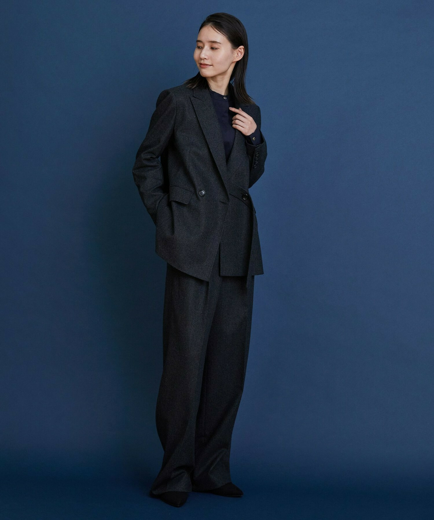 【COUTURIER】ウールカシミヤストレートパンツ 詳細画像 チャコールグレー 11