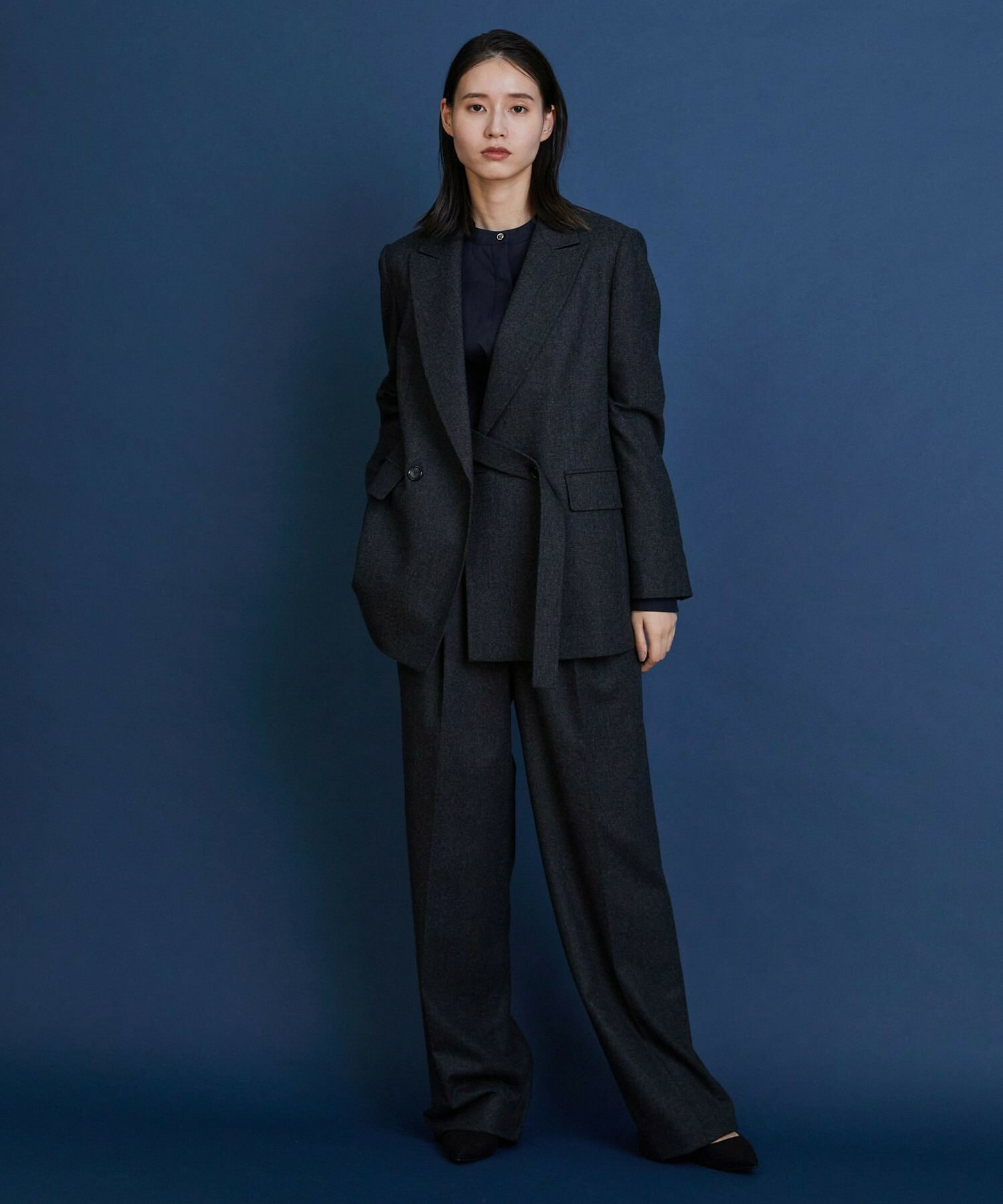 【COUTURIER】ウールカシミヤストレートパンツ 詳細画像 チャコールグレー 12