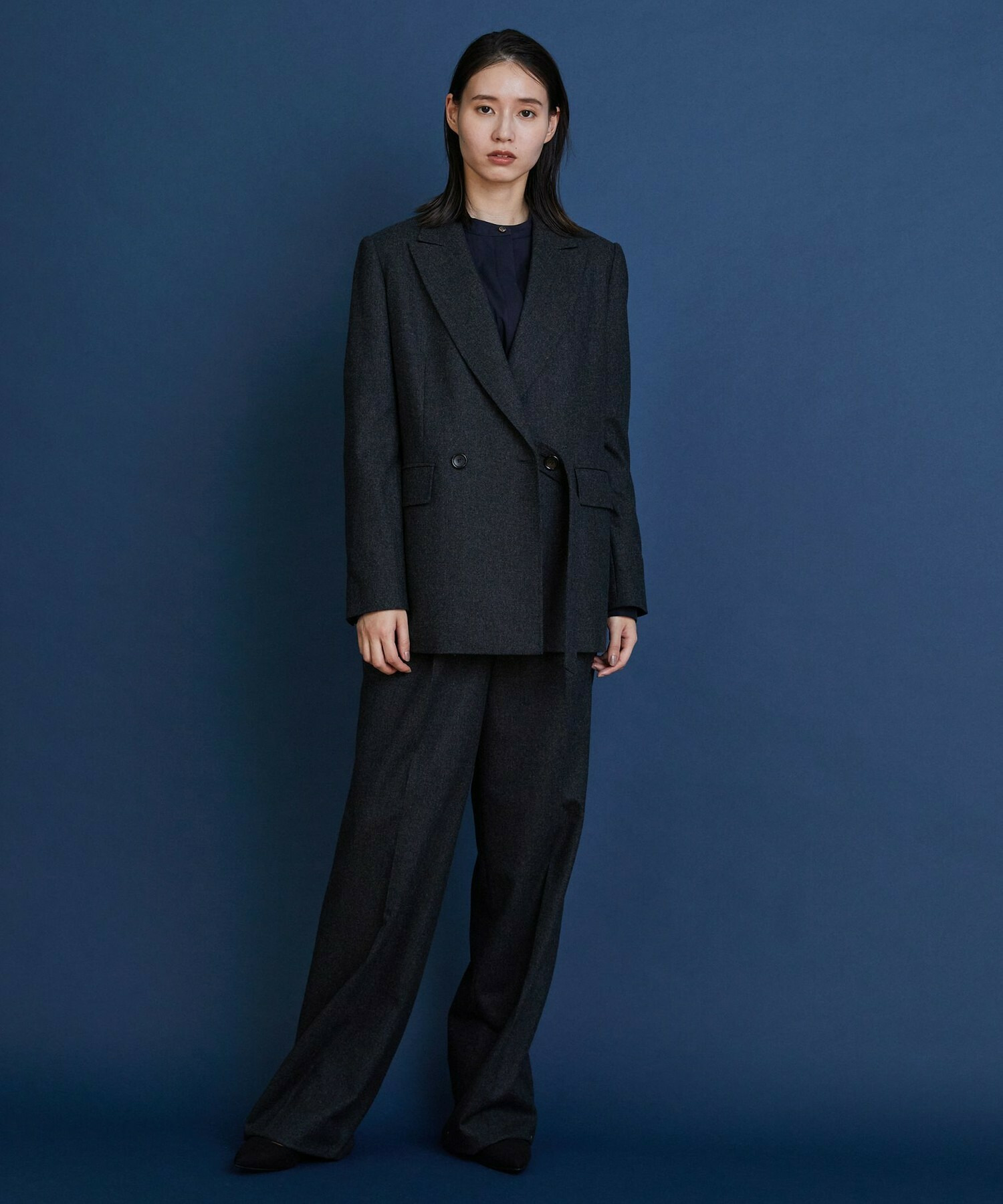 【COUTURIER】ウールカシミヤストレートパンツ 詳細画像 チャコールグレー 13