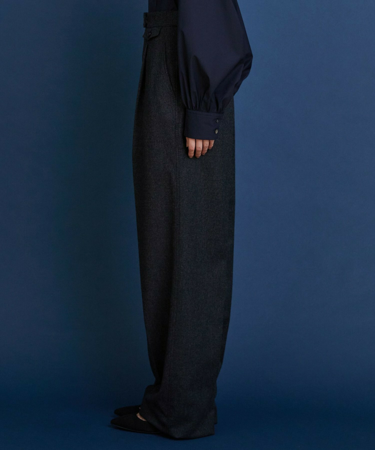 【COUTURIER】ウールカシミヤストレートパンツ 詳細画像 チャコールグレー 16