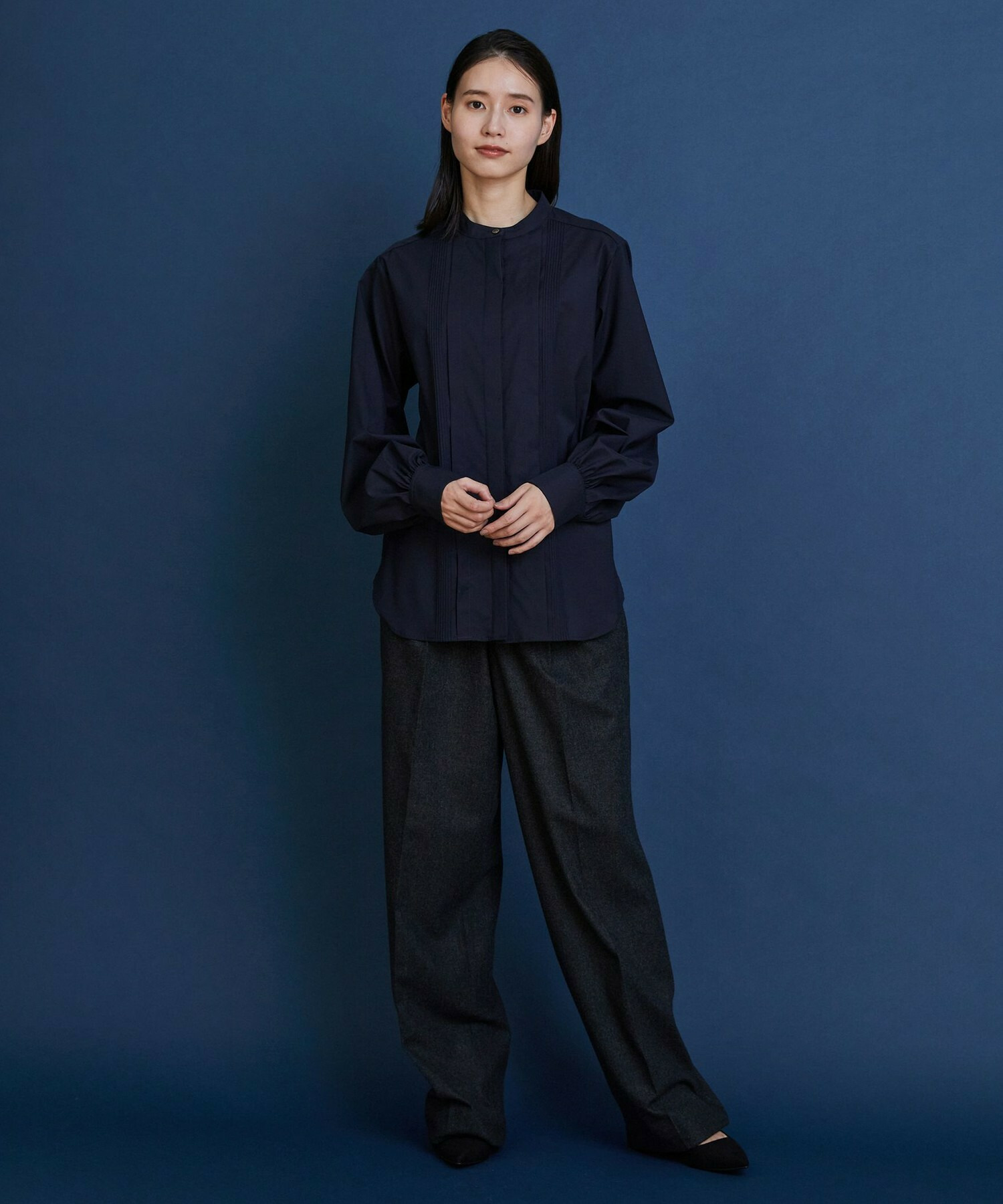 【COUTURIER】ウールカシミヤストレートパンツ 詳細画像 チャコールグレー 2