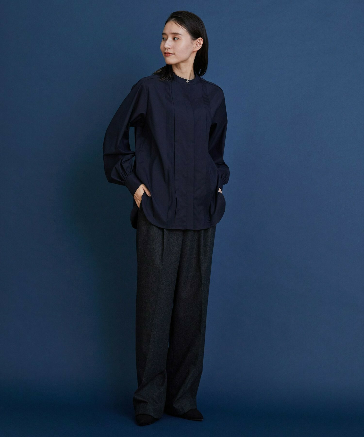 【COUTURIER】ウールカシミヤストレートパンツ 詳細画像 チャコールグレー 3