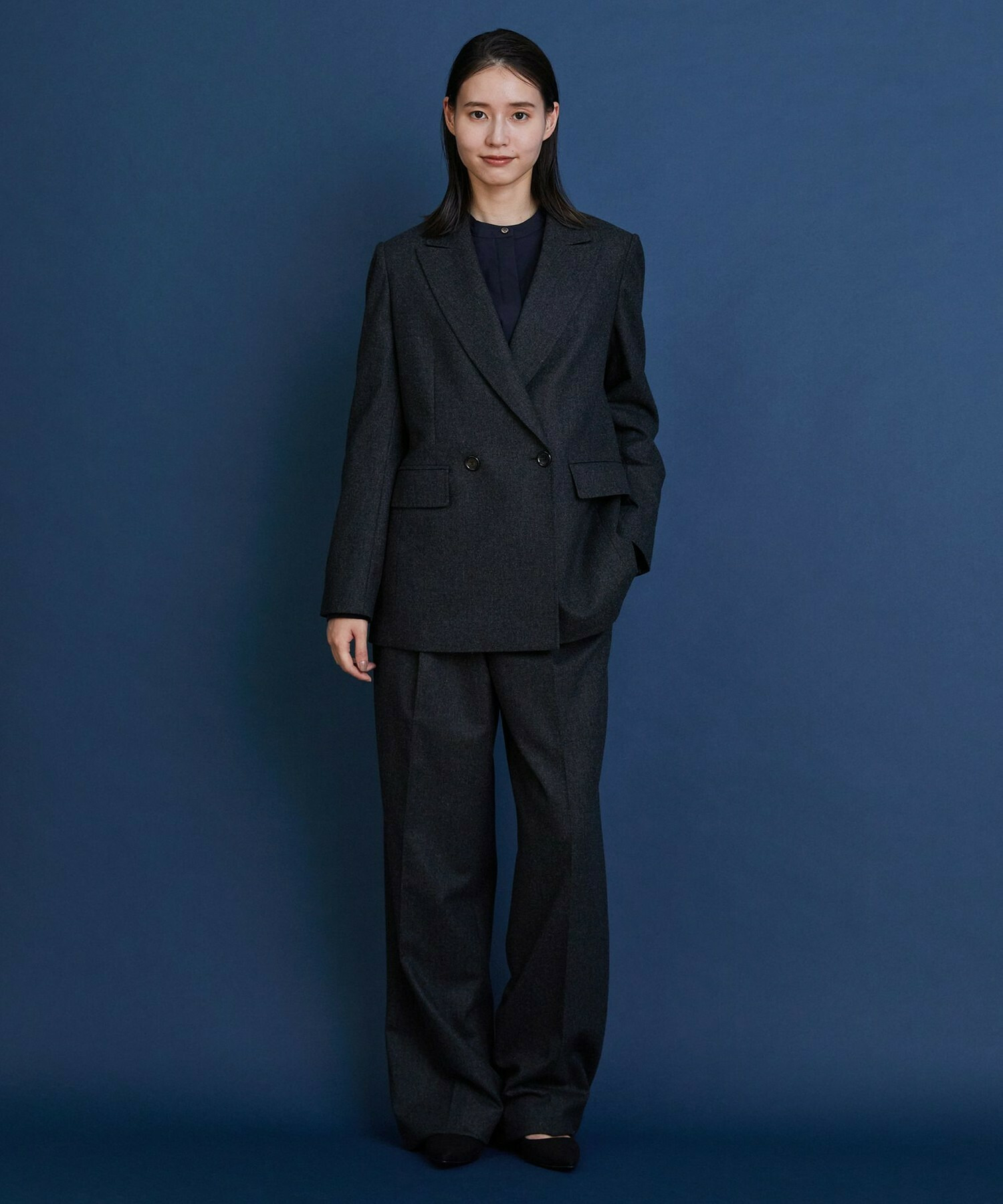 【COUTURIER】ウールカシミヤストレートパンツ 詳細画像 チャコールグレー 5