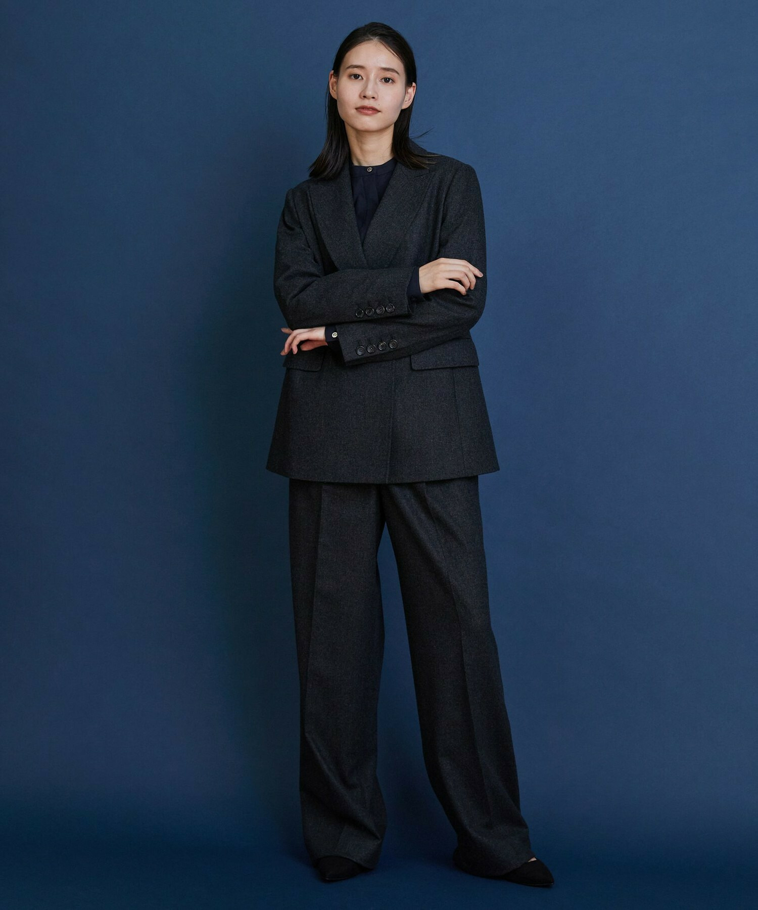 【COUTURIER】ウールカシミヤストレートパンツ 詳細画像 チャコールグレー 7