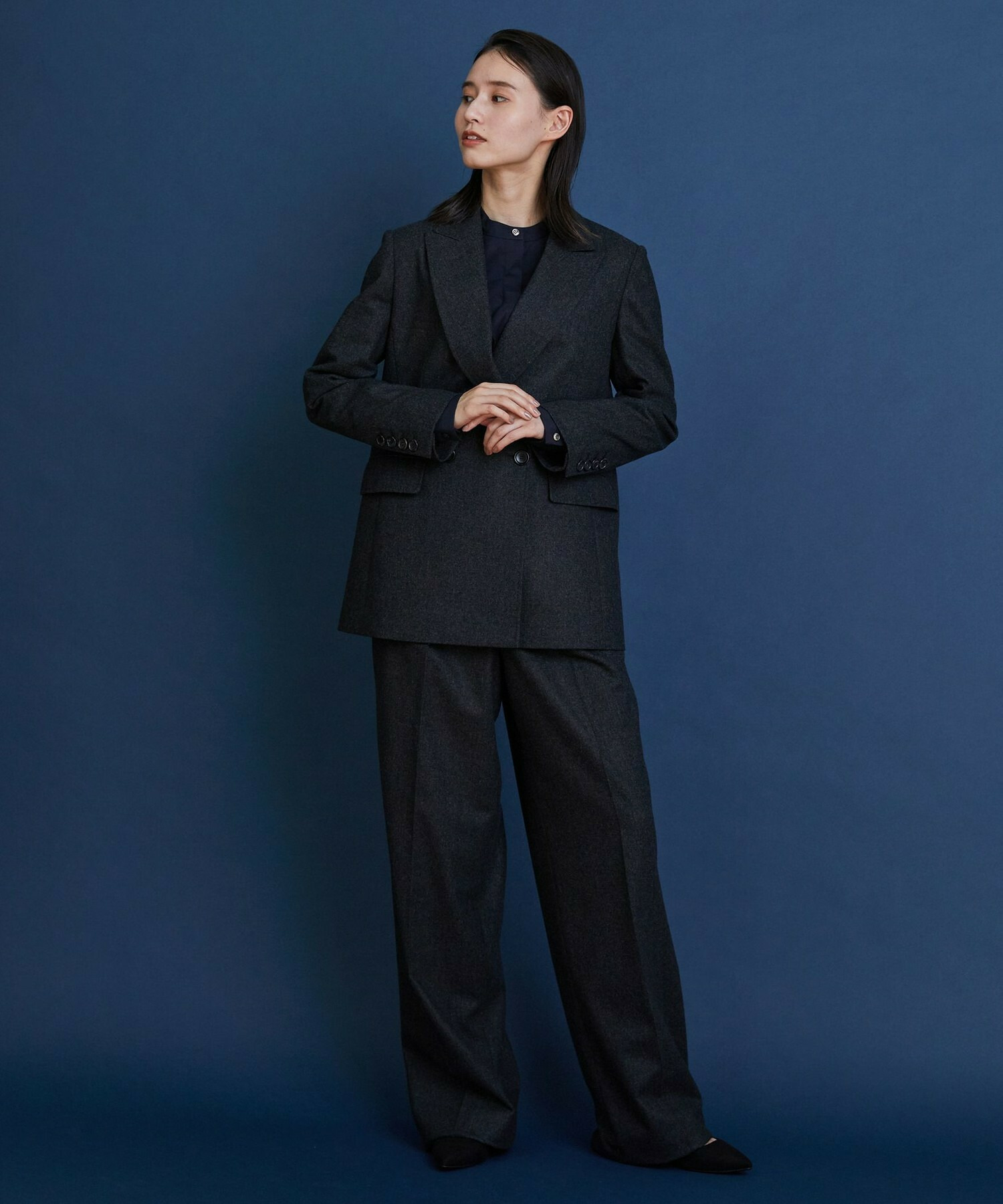 【COUTURIER】ウールカシミヤストレートパンツ 詳細画像 チャコールグレー 8