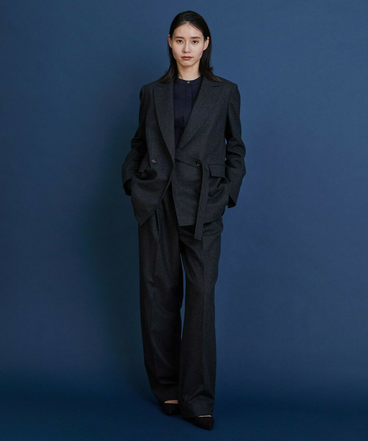 【COUTURIER】ウールカシミヤストレートパンツ 詳細画像 チャコールグレー 9