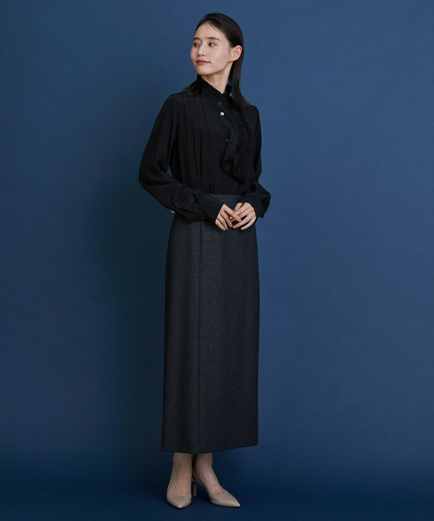 【COUTURIER】ウールカシミヤスカート 詳細画像 チャコールグレー 3