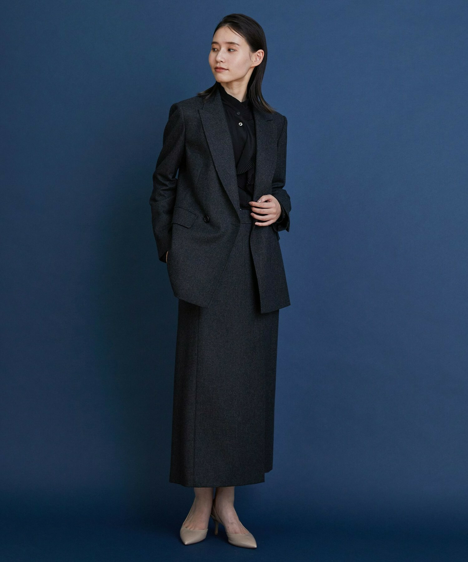 【COUTURIER】ウールカシミヤスカート 詳細画像 チャコールグレー 5