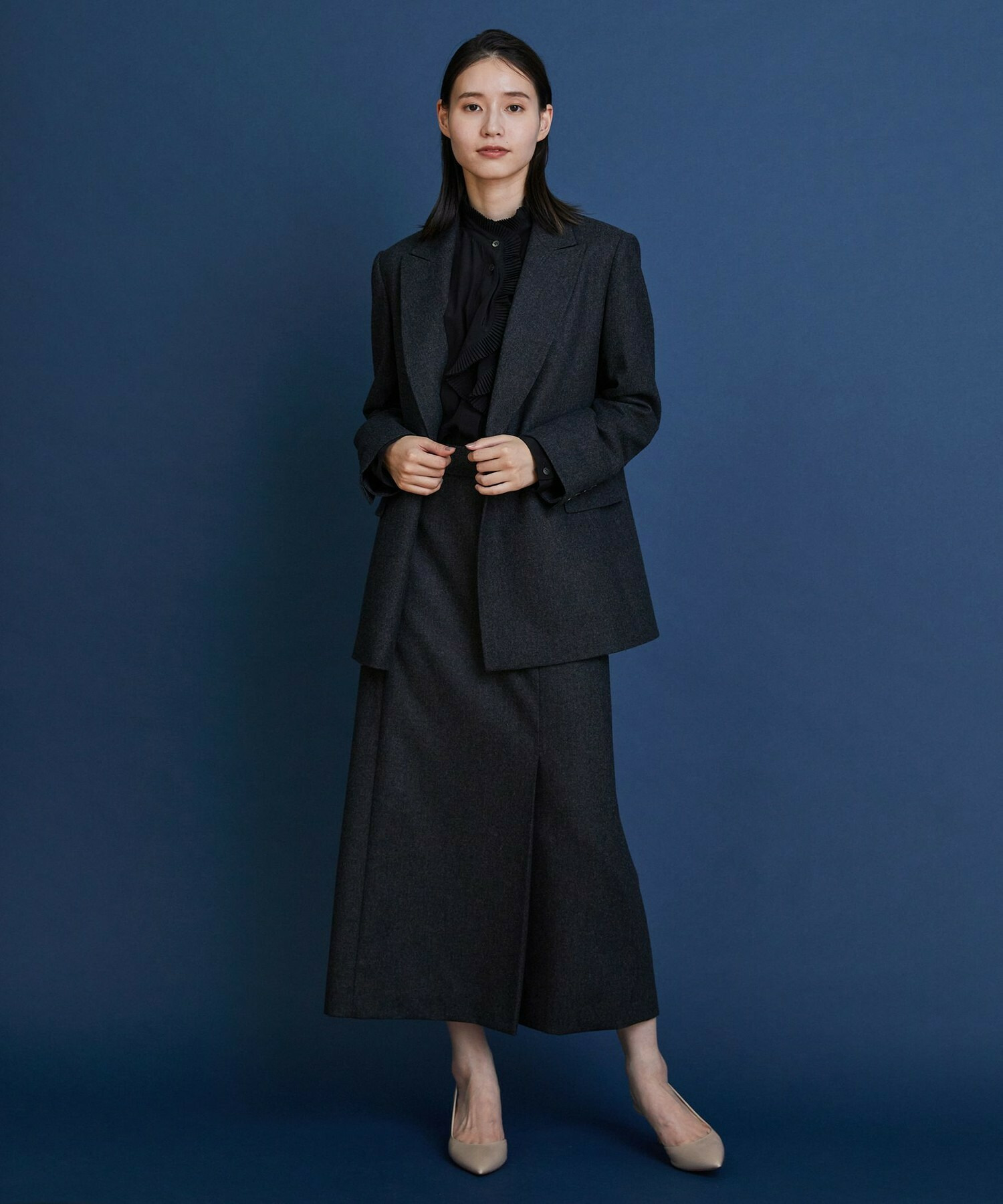 【COUTURIER】ウールカシミヤスカート 詳細画像 チャコールグレー 6