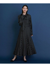 【COUTURIER】ウールシアーチェックフレアスカート 詳細画像 ブラック 1