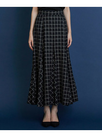 【COUTURIER】ウールシアーチェックフレアスカート 詳細画像 ブラック 9