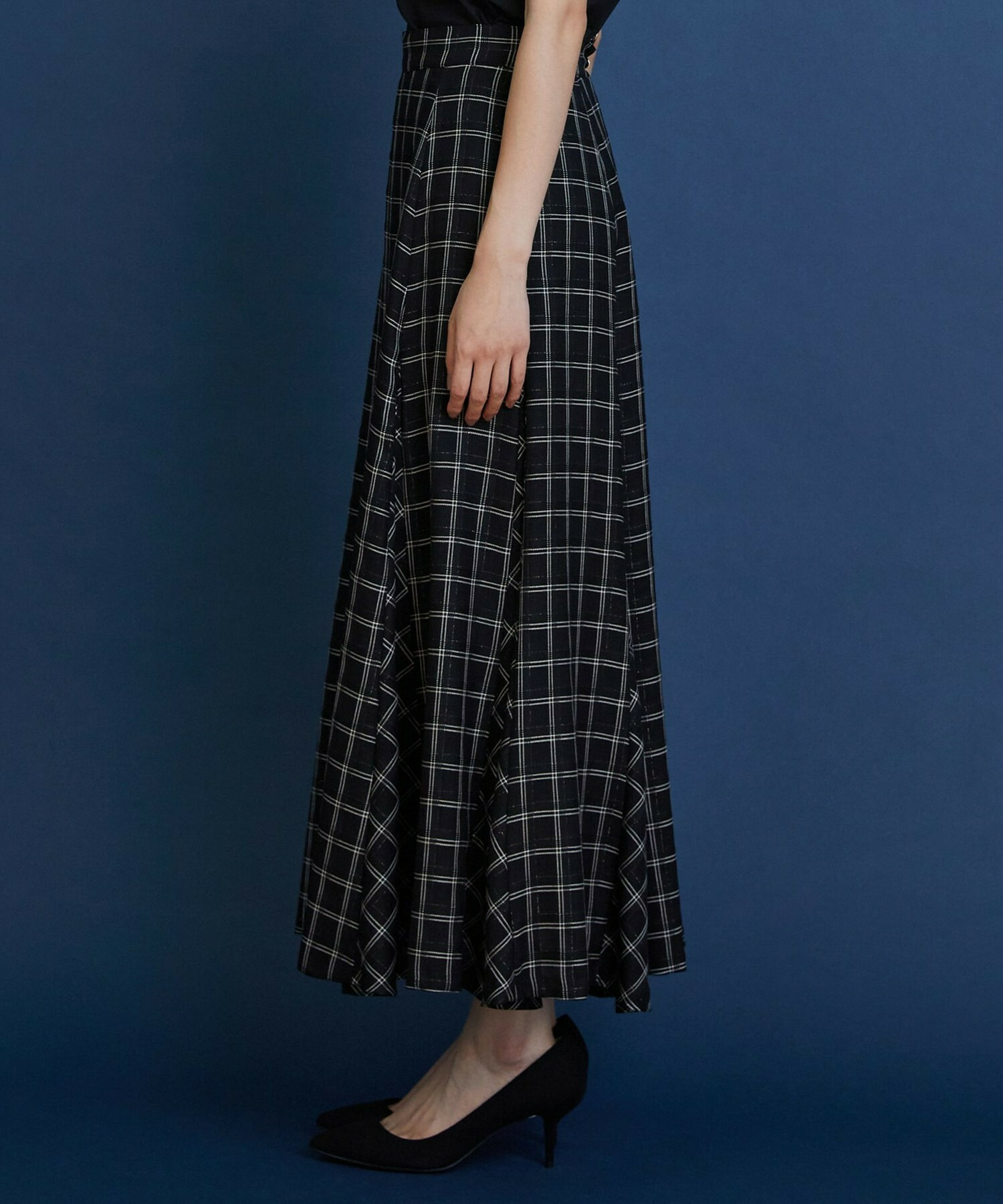 【COUTURIER】ウールシアーチェックフレアスカート 詳細画像 ブラック 10