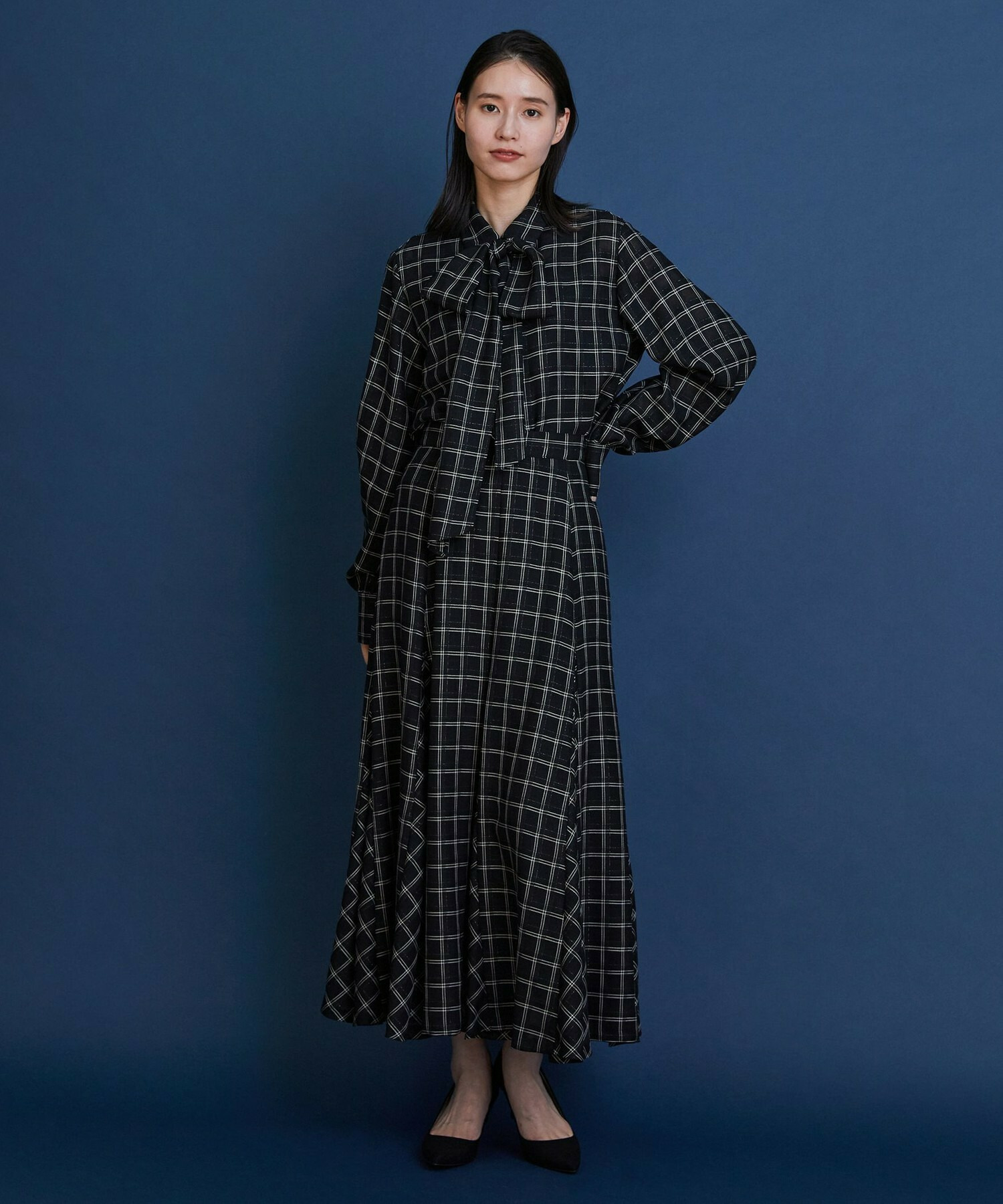 【COUTURIER】ウールシアーチェックフレアスカート 詳細画像 ブラック 3