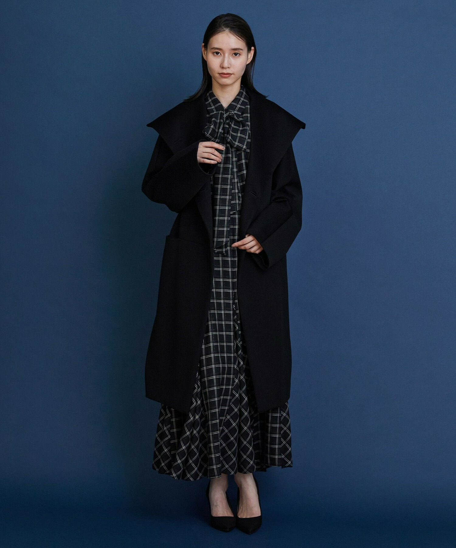 【COUTURIER】ウールシアーチェックフレアスカート 詳細画像 ブラック 6