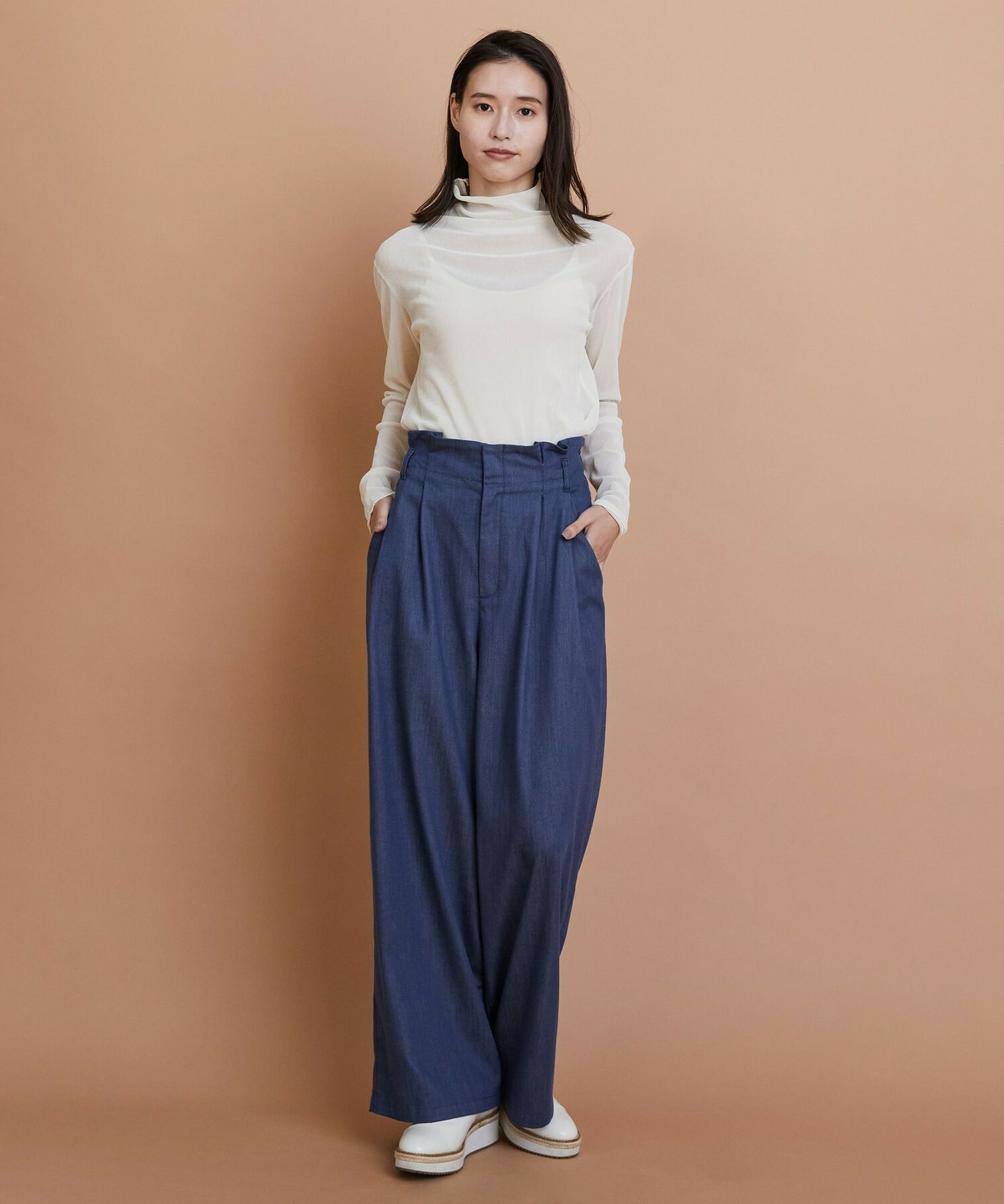 【L'EQUIPE】リヨセルデニムワイドパンツ 詳細画像 ブルー 1