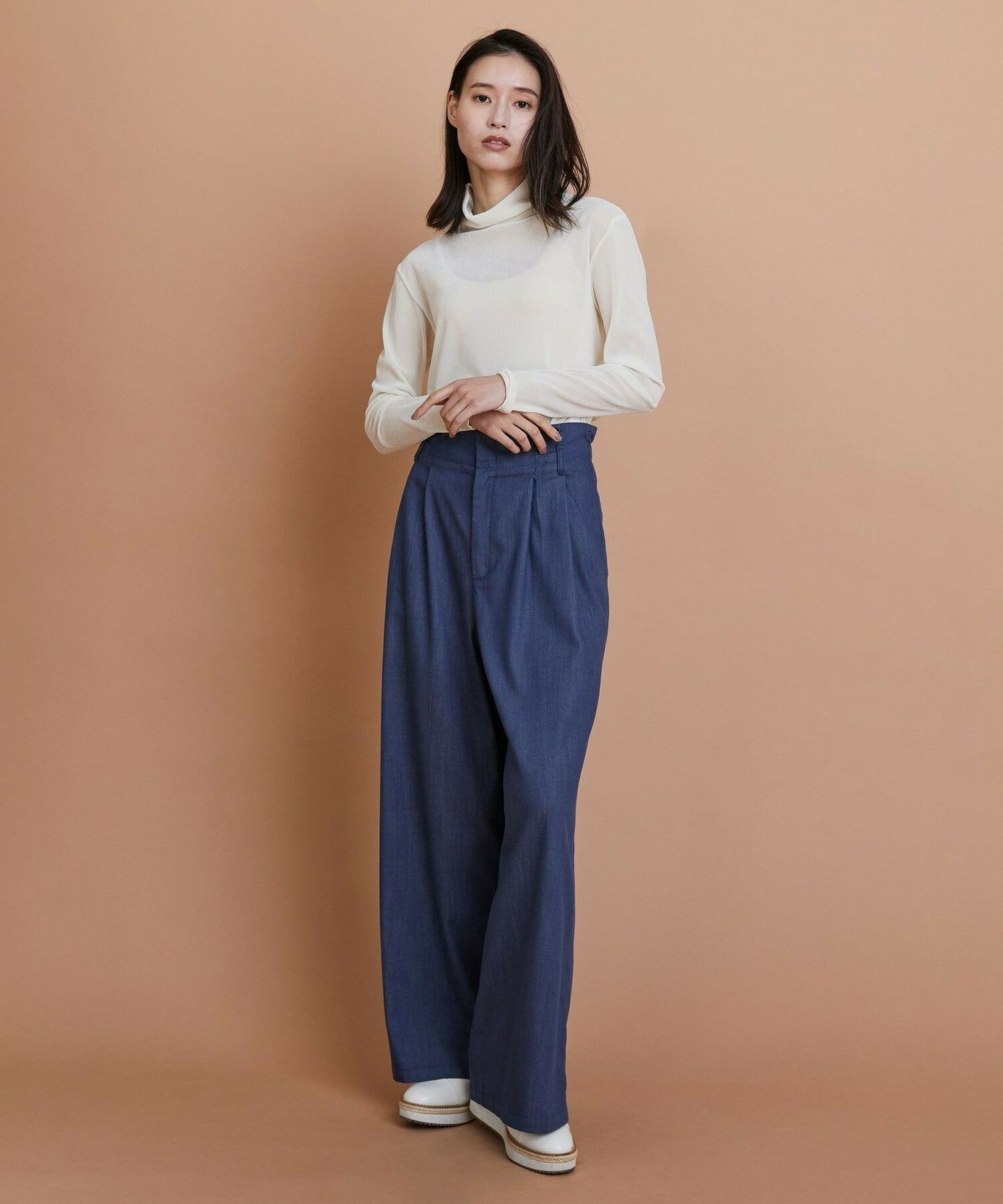 【L'EQUIPE】リヨセルデニムワイドパンツ 詳細画像 ブルー 2