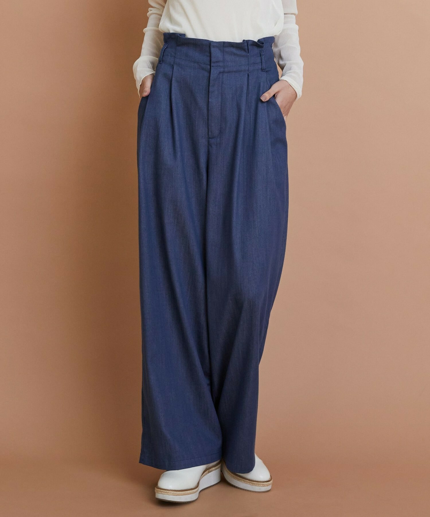 【L'EQUIPE】リヨセルデニムワイドパンツ 詳細画像 ブルー 1