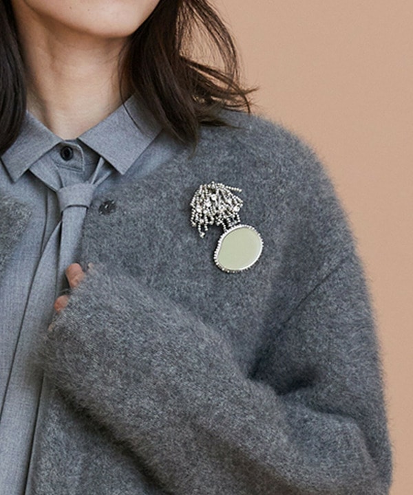 みゆもん様　レキップ、コート、ジャケット、アウター、シマ柄、白、黒、美品 feepur コート アウター 中綿モンスターコート レディース