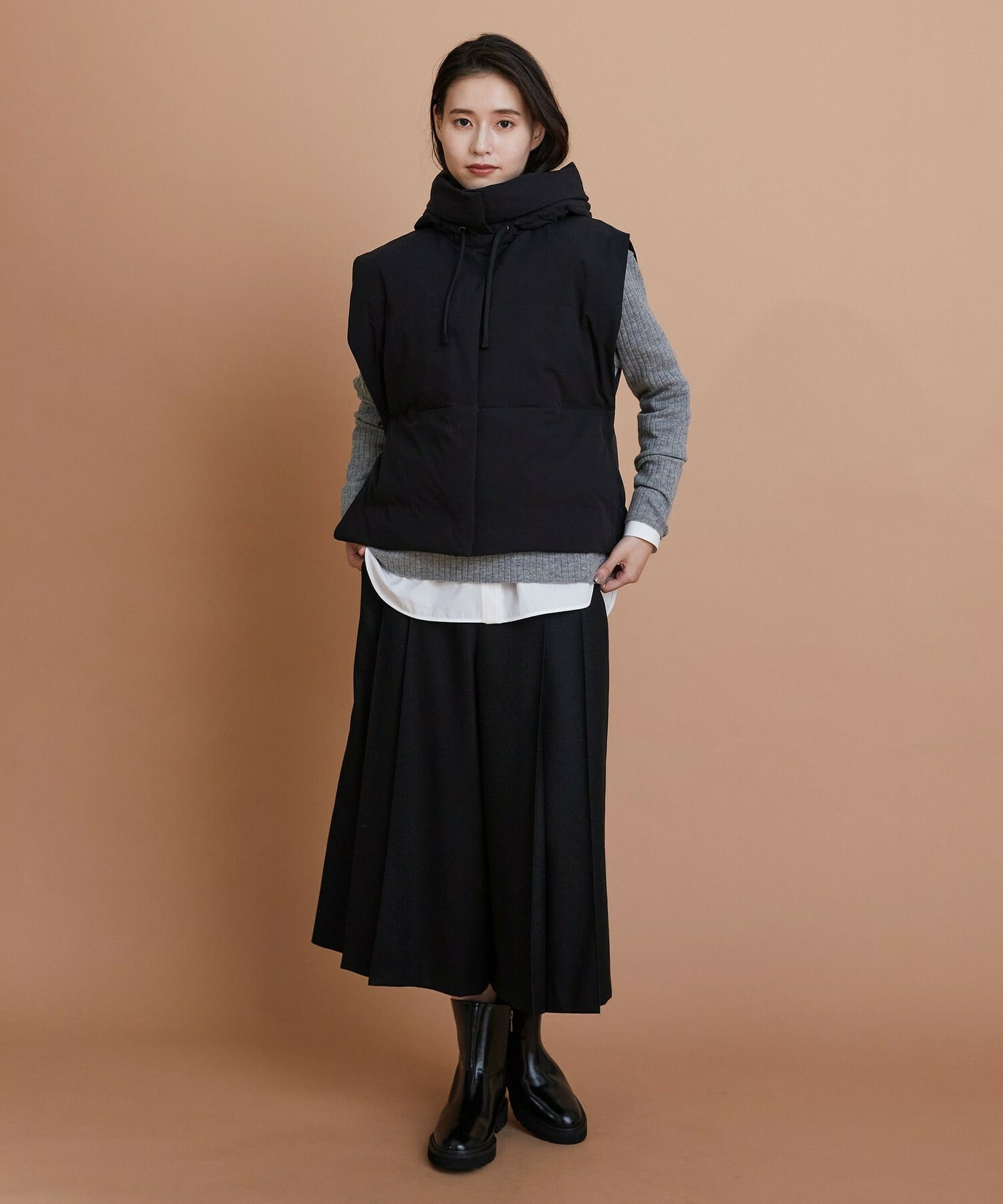 【L'EQUIPE】パディングフードベスト 詳細画像 ブラック 1