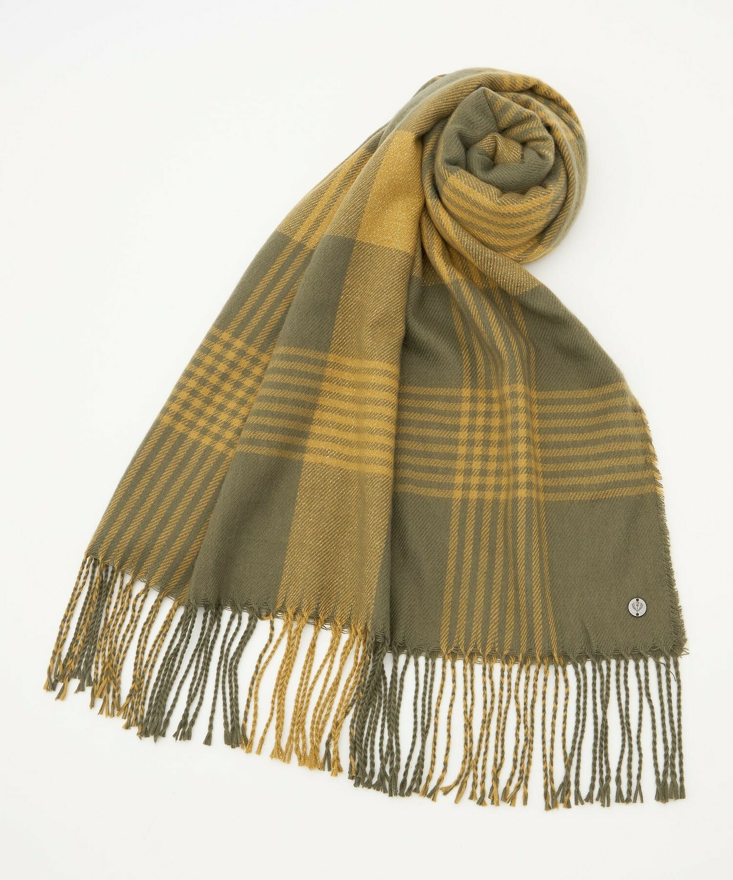 【L'EQUIPE】ラメ入りチェックストール 詳細画像 マスタード 1