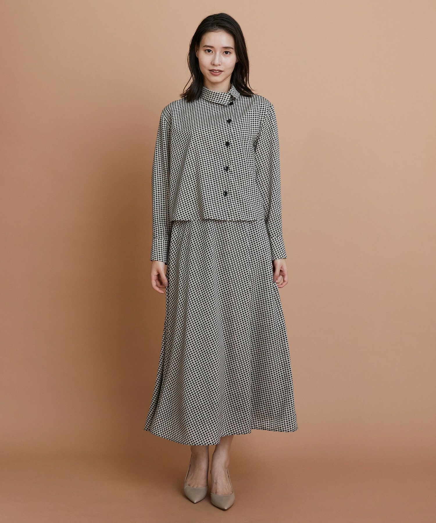 【L'EQUIPE】ハウンドトゥースプリントシャツ 詳細画像 ブラック系その他 1