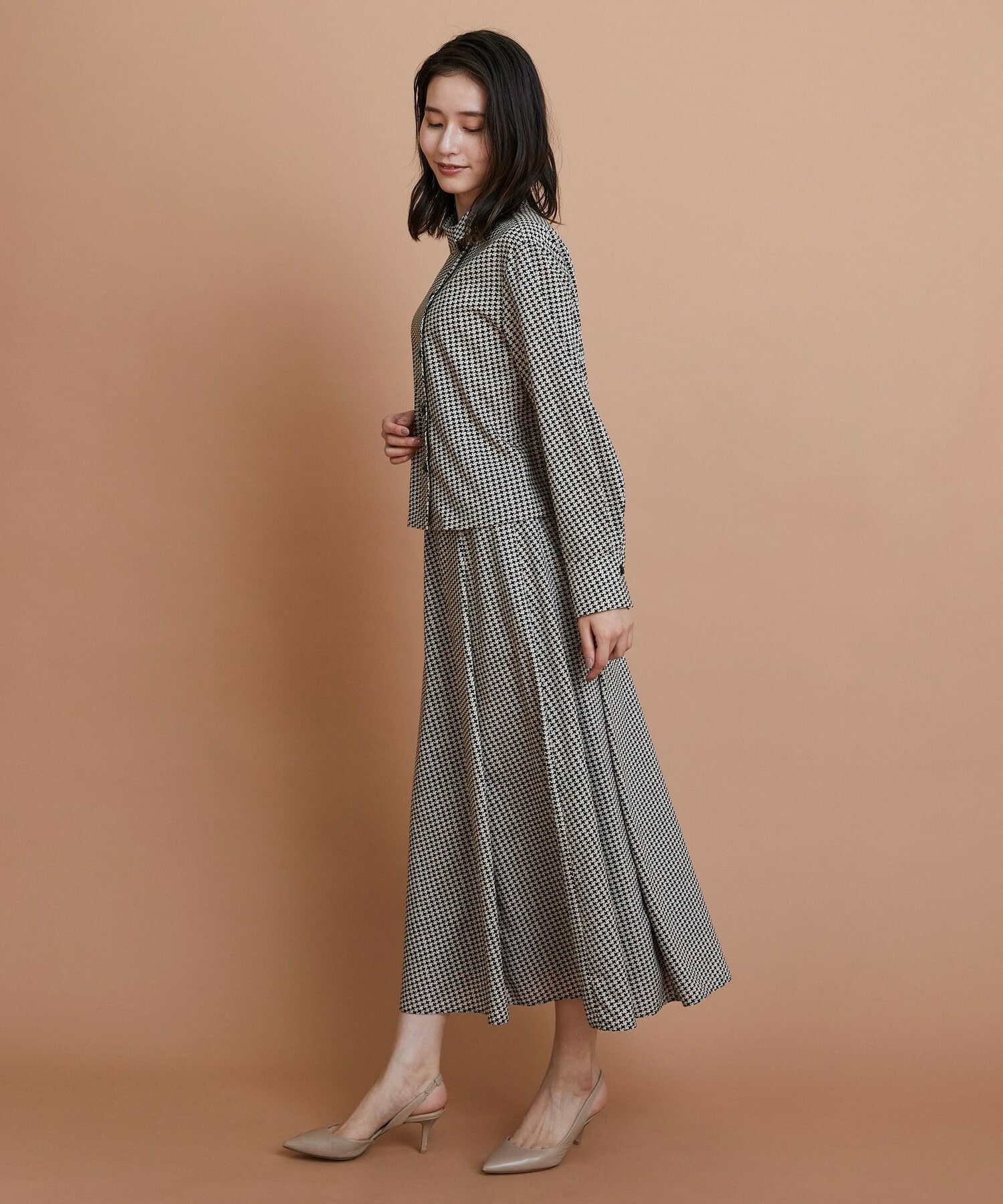 【L'EQUIPE】ハウンドトゥースプリントシャツ 詳細画像 ブラック系その他 3