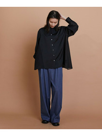 【L'EQUIPE】クレープサテン＆シフォンブラウス 詳細画像 ブラック 3