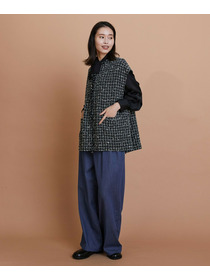 【L'EQUIPE】クレープサテン＆シフォンブラウス 詳細画像 ブラック 5