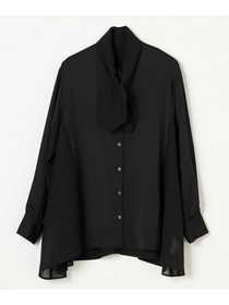 【L'EQUIPE】クレープサテン＆シフォンブラウス 詳細画像 ブラック 8