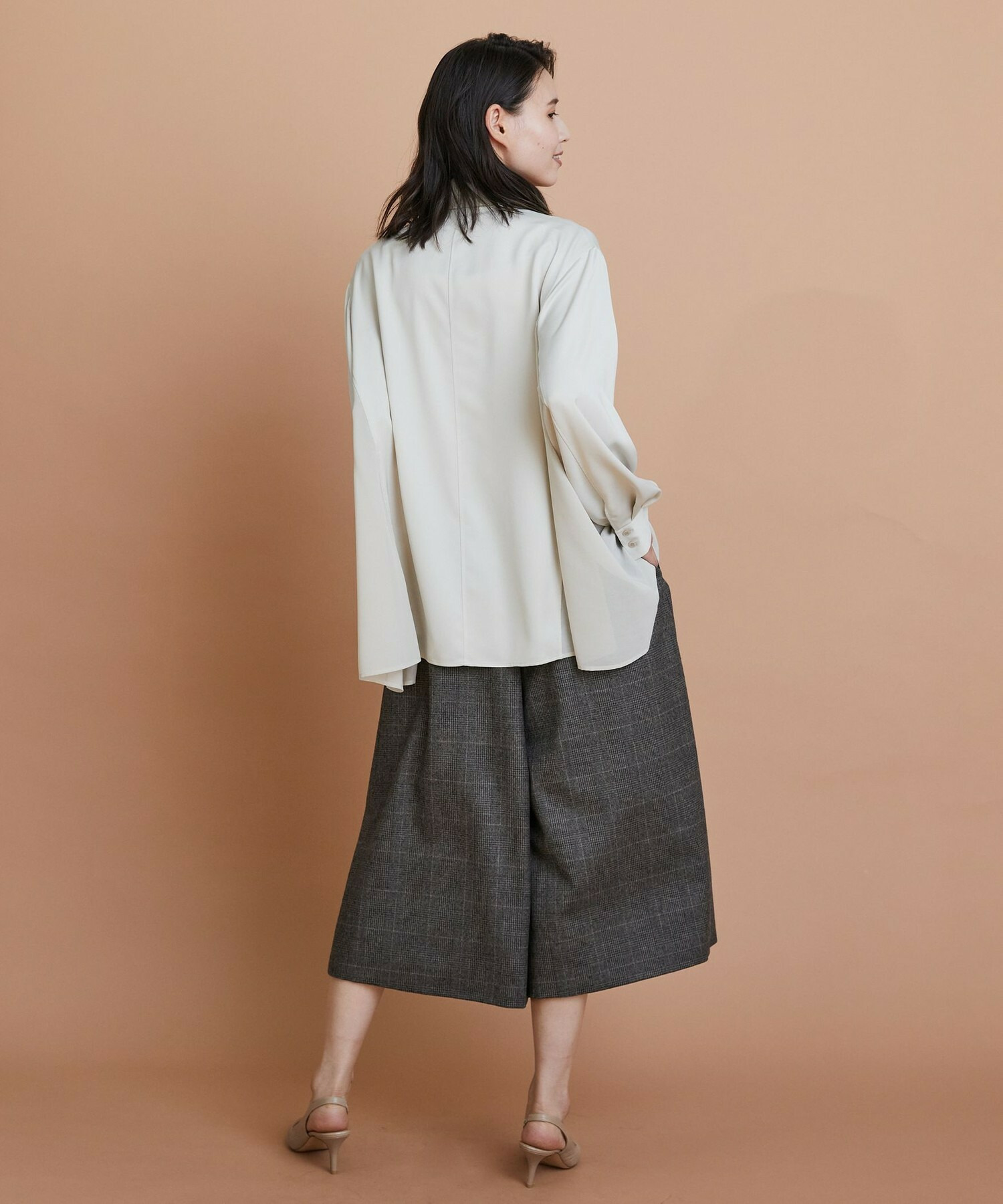 【L'EQUIPE】クレープサテン＆シフォンブラウス 詳細画像 ブラック 12