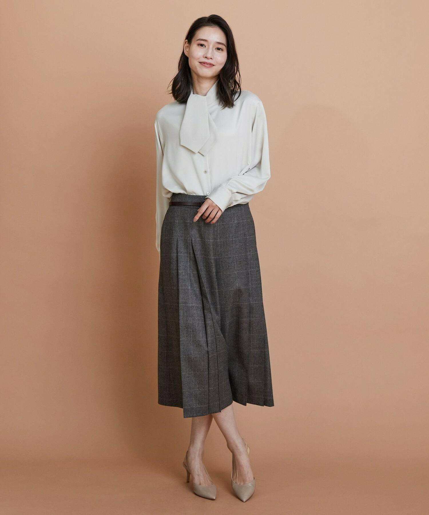 【L'EQUIPE】クレープサテン＆シフォンブラウス 詳細画像 ブラック 13