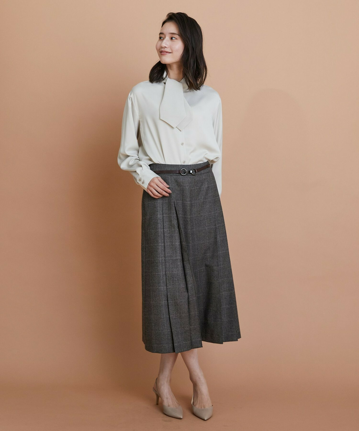 【L'EQUIPE】クレープサテン＆シフォンブラウス 詳細画像 ブラック 14