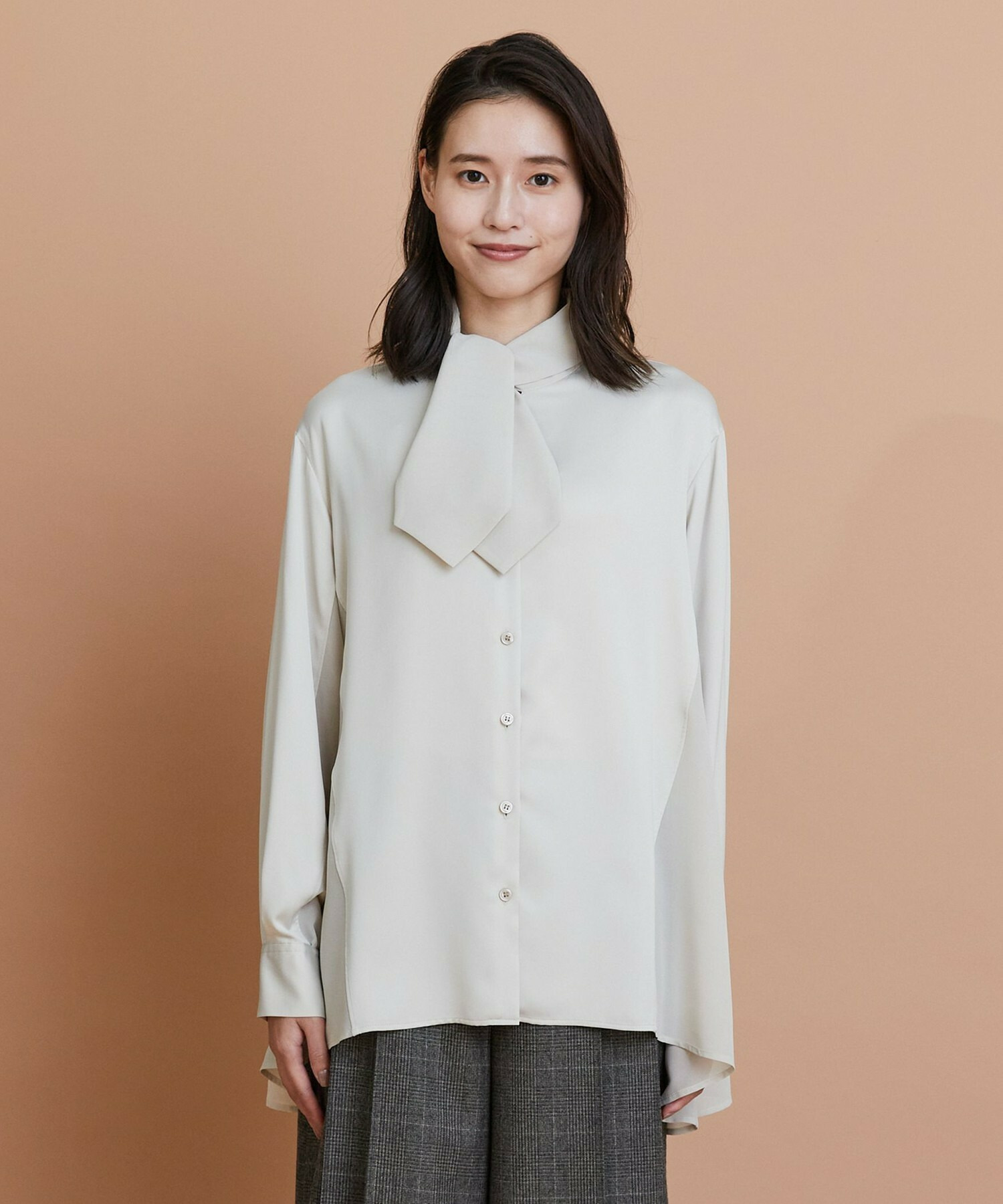 【L'EQUIPE】クレープサテン＆シフォンブラウス 詳細画像 ブラック 16