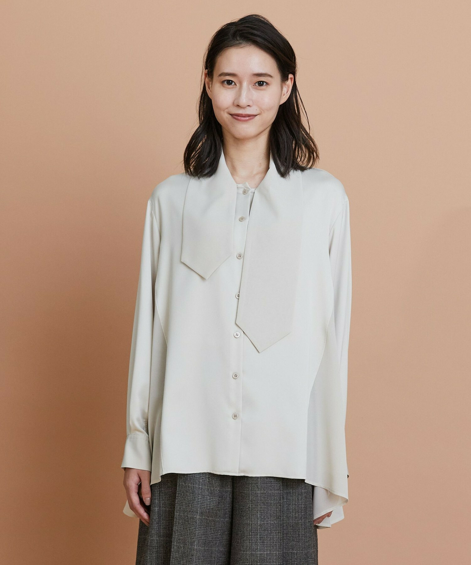 【L'EQUIPE】クレープサテン＆シフォンブラウス 詳細画像 ブラック 19