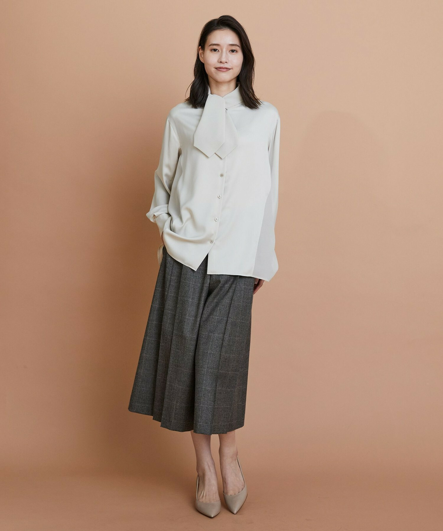 【L'EQUIPE】クレープサテン＆シフォンブラウス 詳細画像 ブラック 9