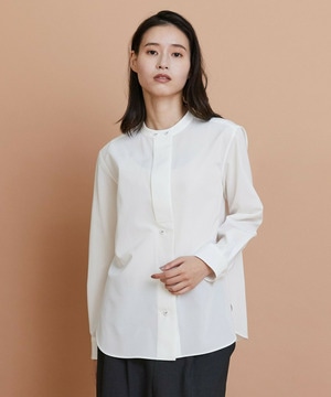 【L'EQUIPE】トリアセコットンタイプライターノーカラーシャツ 詳細画像 オフホワイト 1