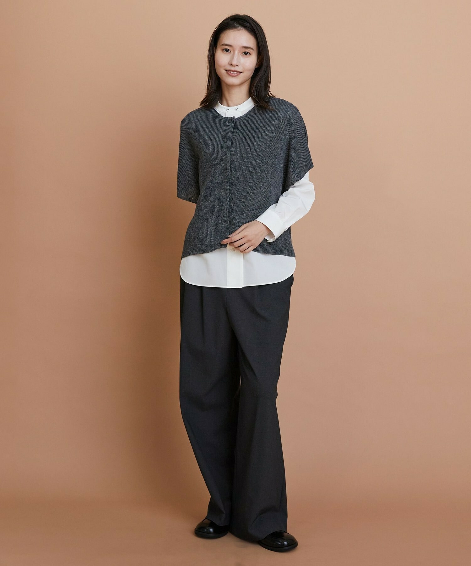 【L'EQUIPE】トリアセコットンタイプライターノーカラーシャツ 詳細画像 オフホワイト 14