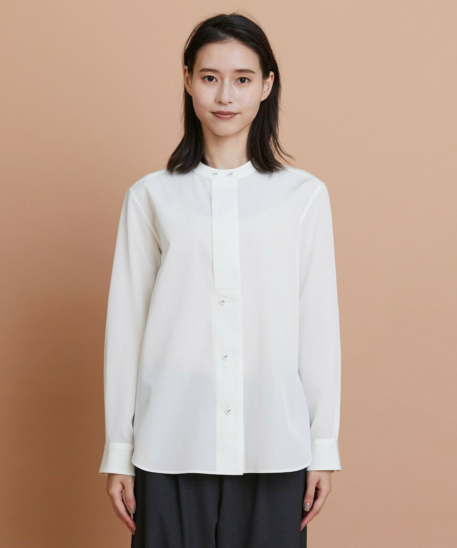 【L'EQUIPE】トリアセコットンタイプライターノーカラーシャツ 詳細画像 オフホワイト 15