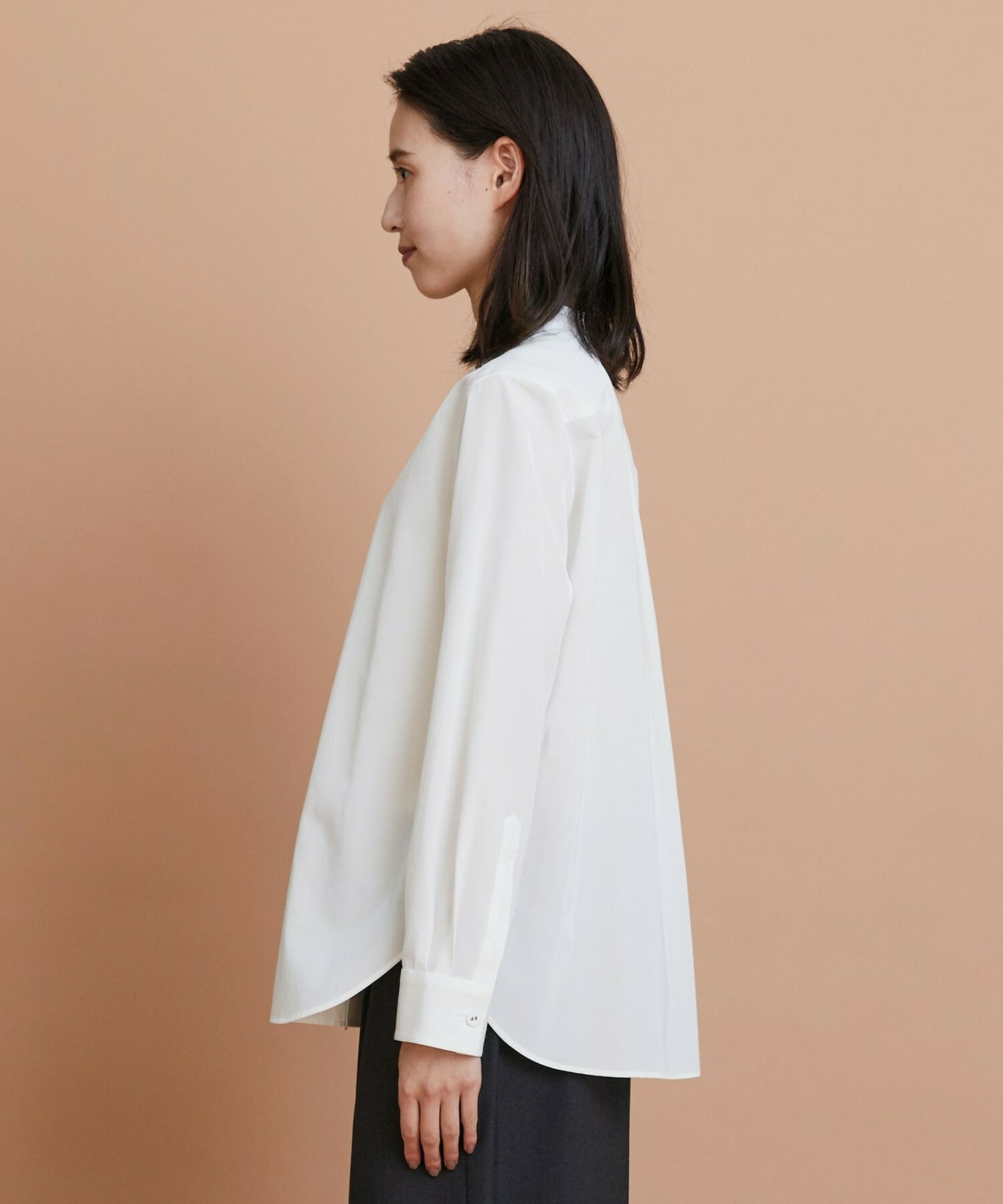 【L'EQUIPE】トリアセコットンタイプライターノーカラーシャツ 詳細画像 オフホワイト 16