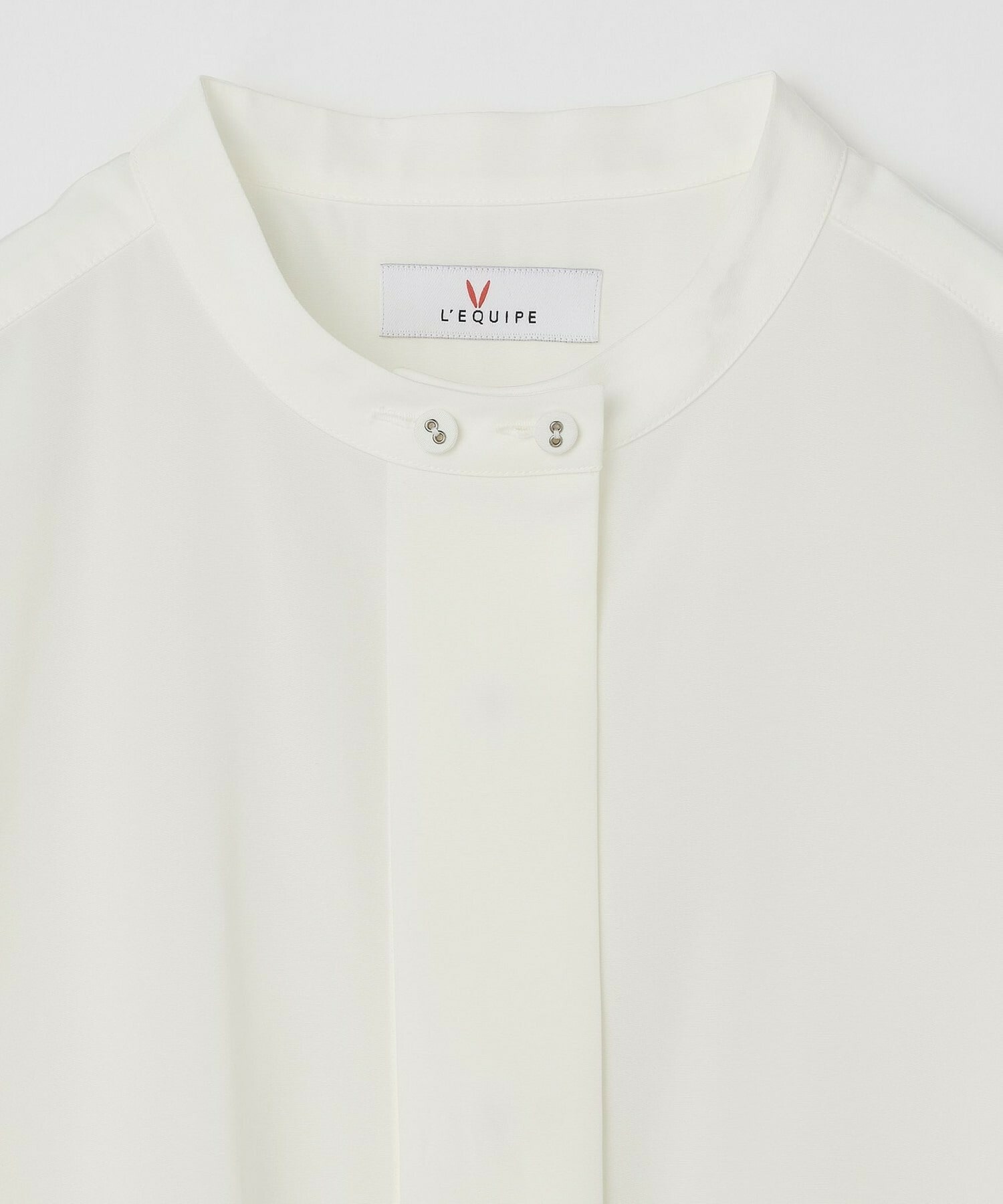 【L'EQUIPE】トリアセコットンタイプライターノーカラーシャツ 詳細画像 オフホワイト 20