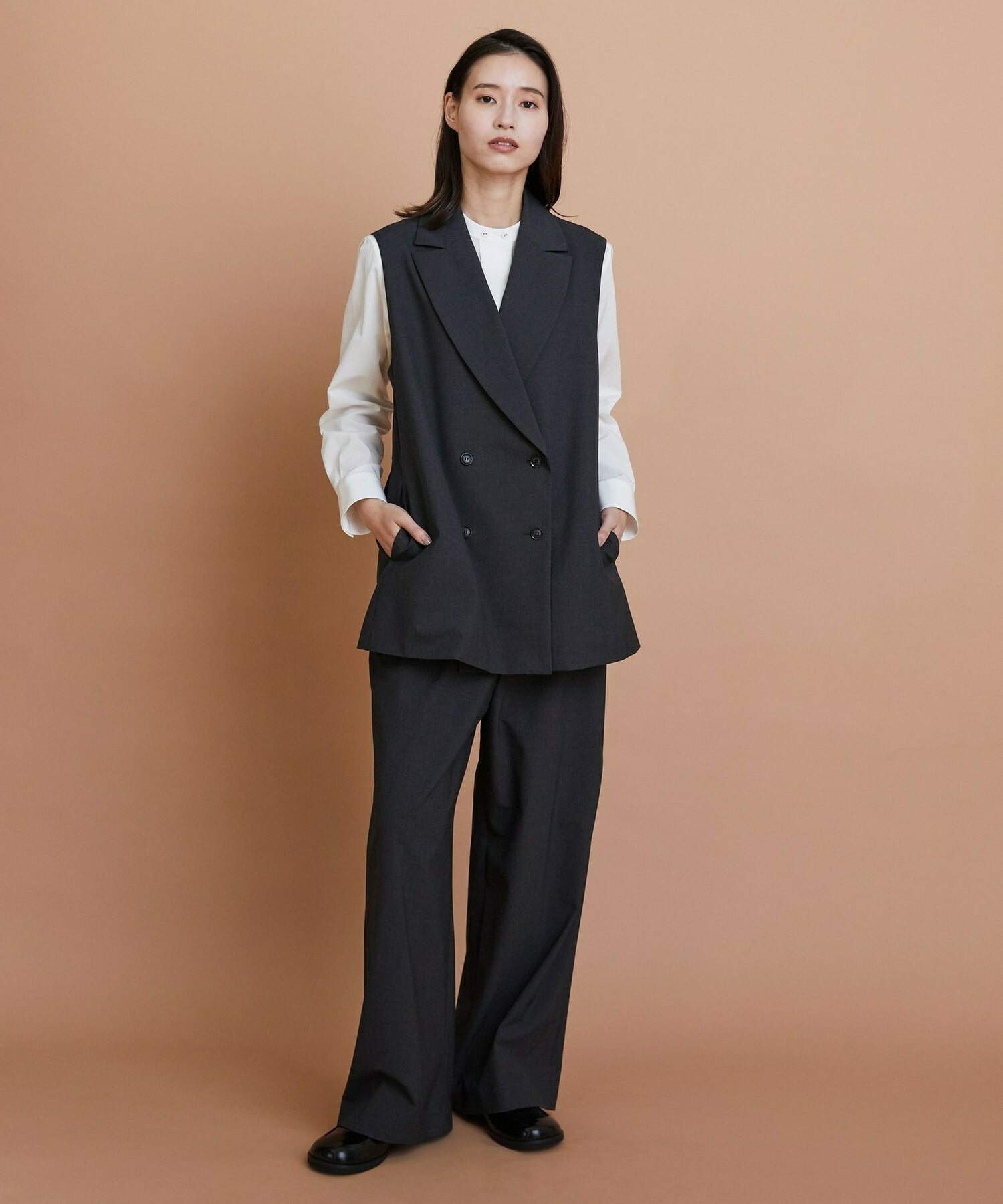 【L'EQUIPE】トリアセコットンタイプライターノーカラーシャツ 詳細画像 オフホワイト 6