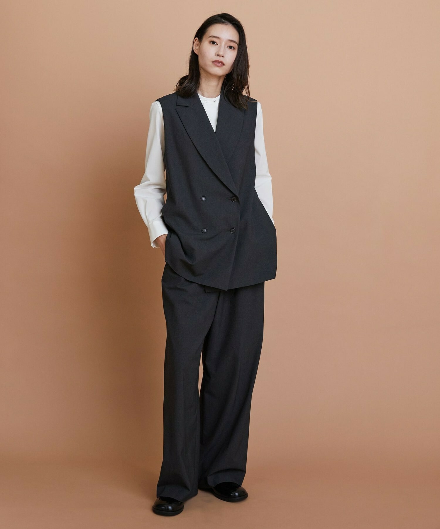 【L'EQUIPE】トリアセコットンタイプライターノーカラーシャツ 詳細画像 オフホワイト 7