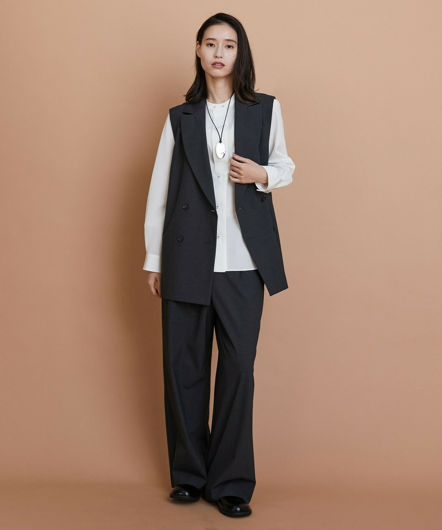 【L'EQUIPE】トリアセコットンタイプライターノーカラーシャツ 詳細画像 オフホワイト 9