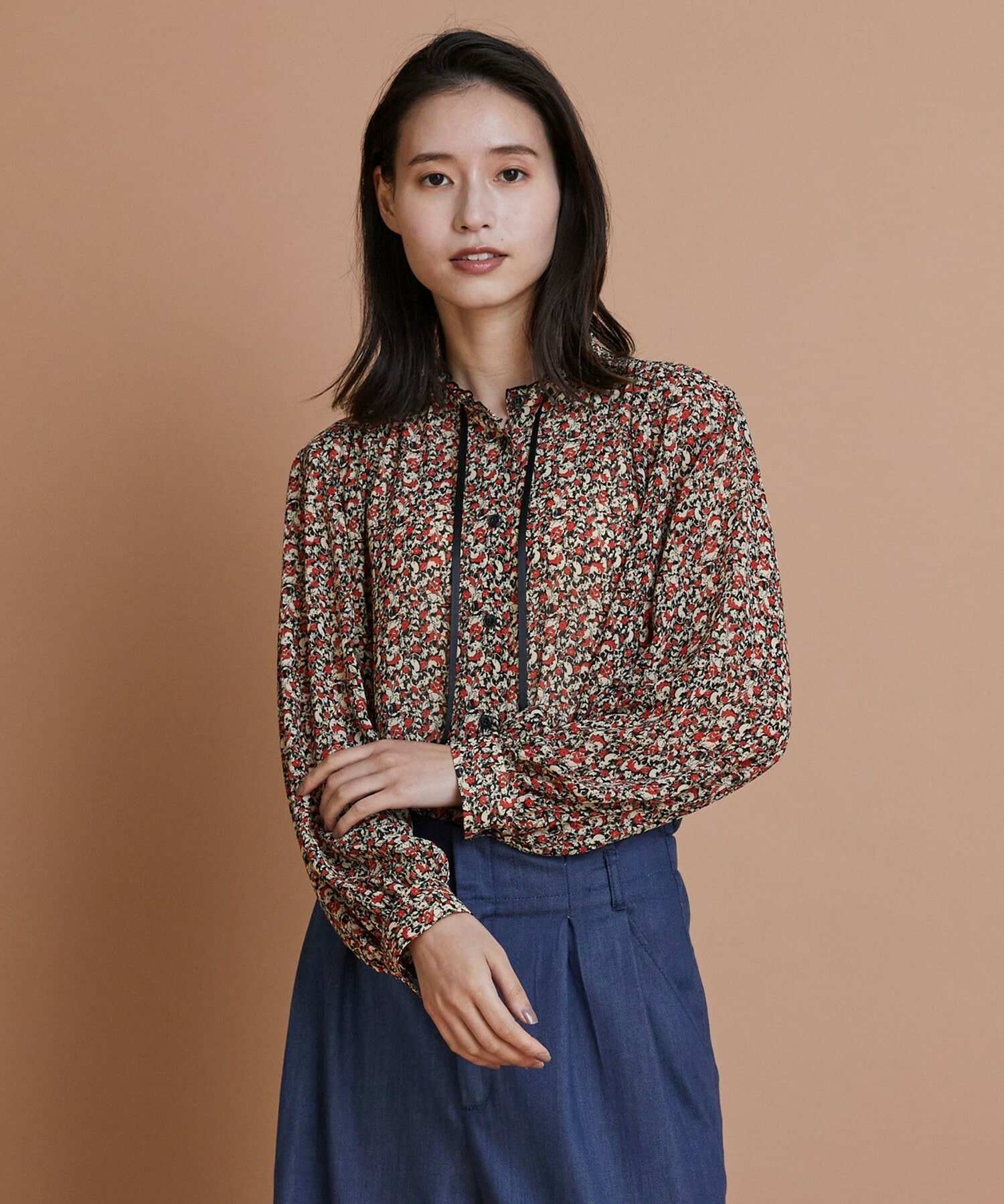 【L'EQUIPE】ヴィンテージプリントブラウス 詳細画像 レッド系その他 1