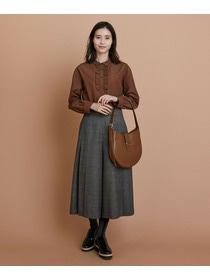 【L'EQUIPE】パウダリータフタフロントフリルシャツ 詳細画像 カーキ 3