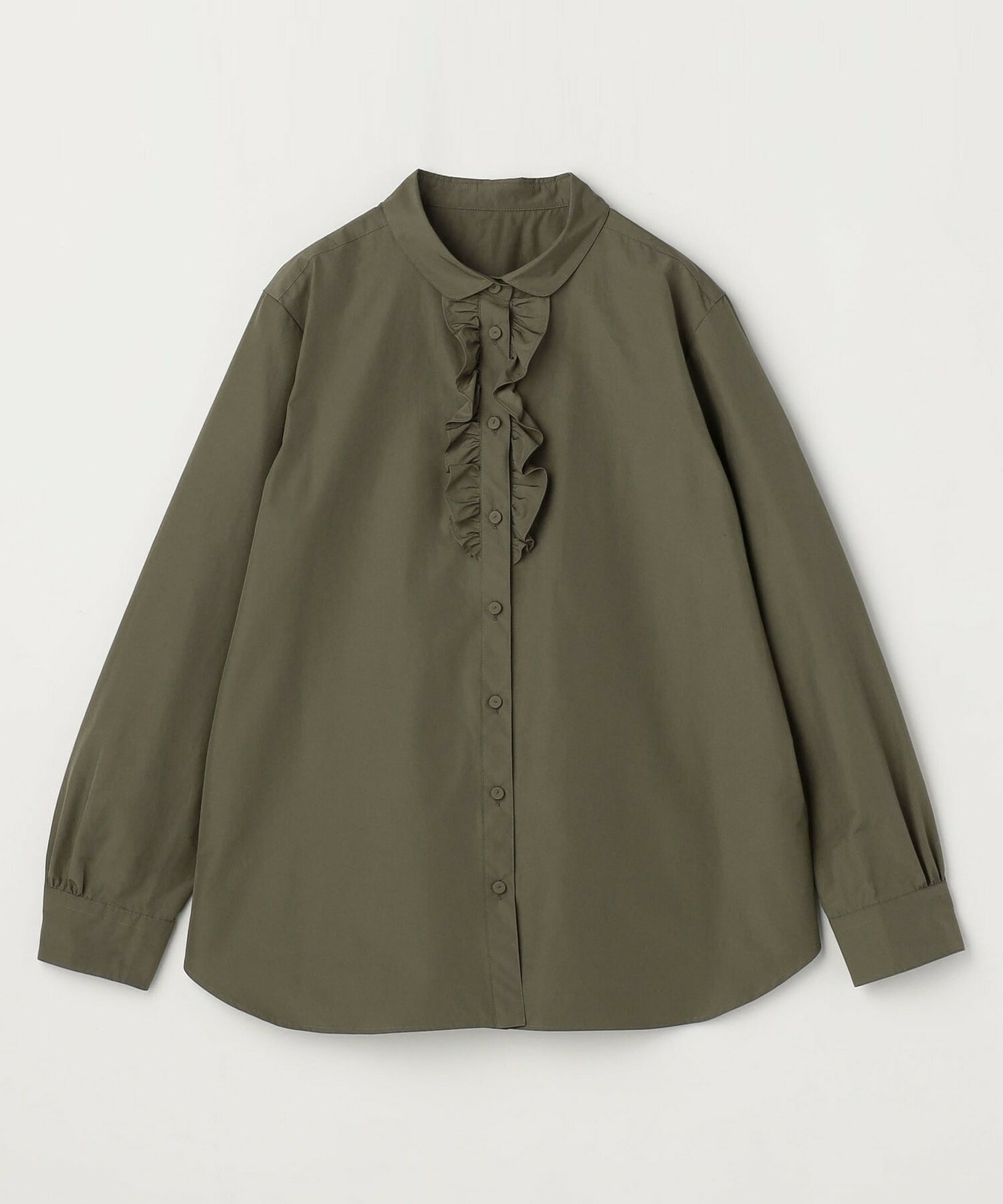 【L'EQUIPE】パウダリータフタフロントフリルシャツ 詳細画像 カーキ 16