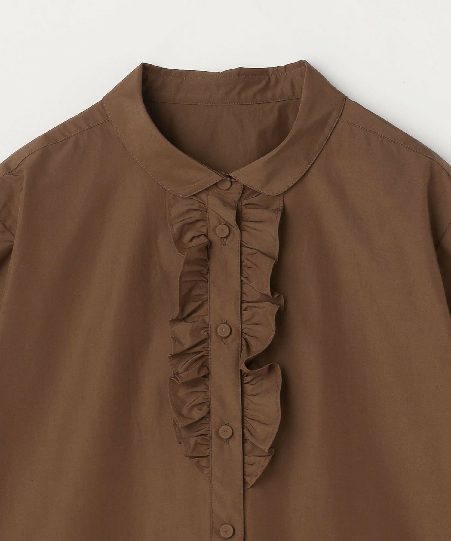 【L'EQUIPE】パウダリータフタフロントフリルシャツ 詳細画像 カーキ 19