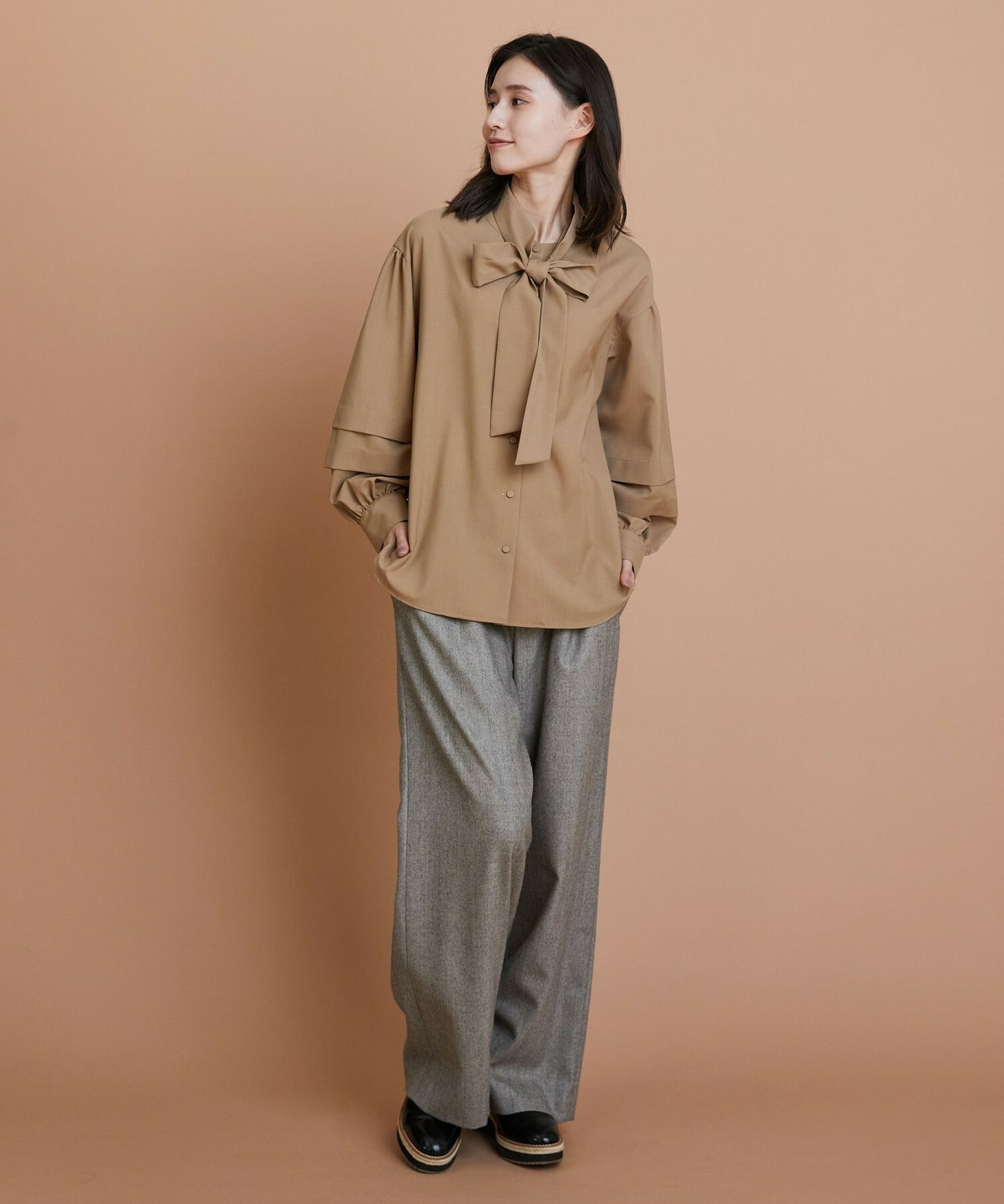 【L'EQUIPE】トロピカルウールブラウス 詳細画像 ボルドー 1