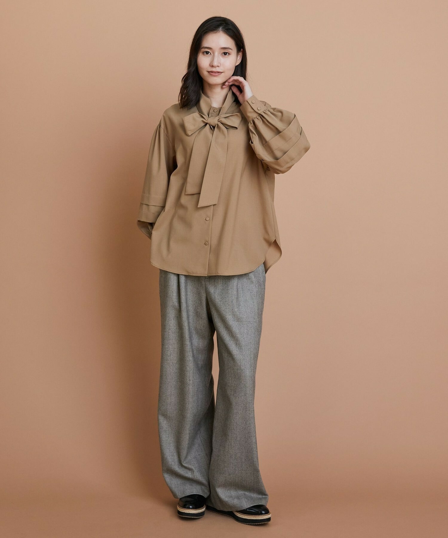 【L'EQUIPE】トロピカルウールブラウス 詳細画像 ボルドー 3