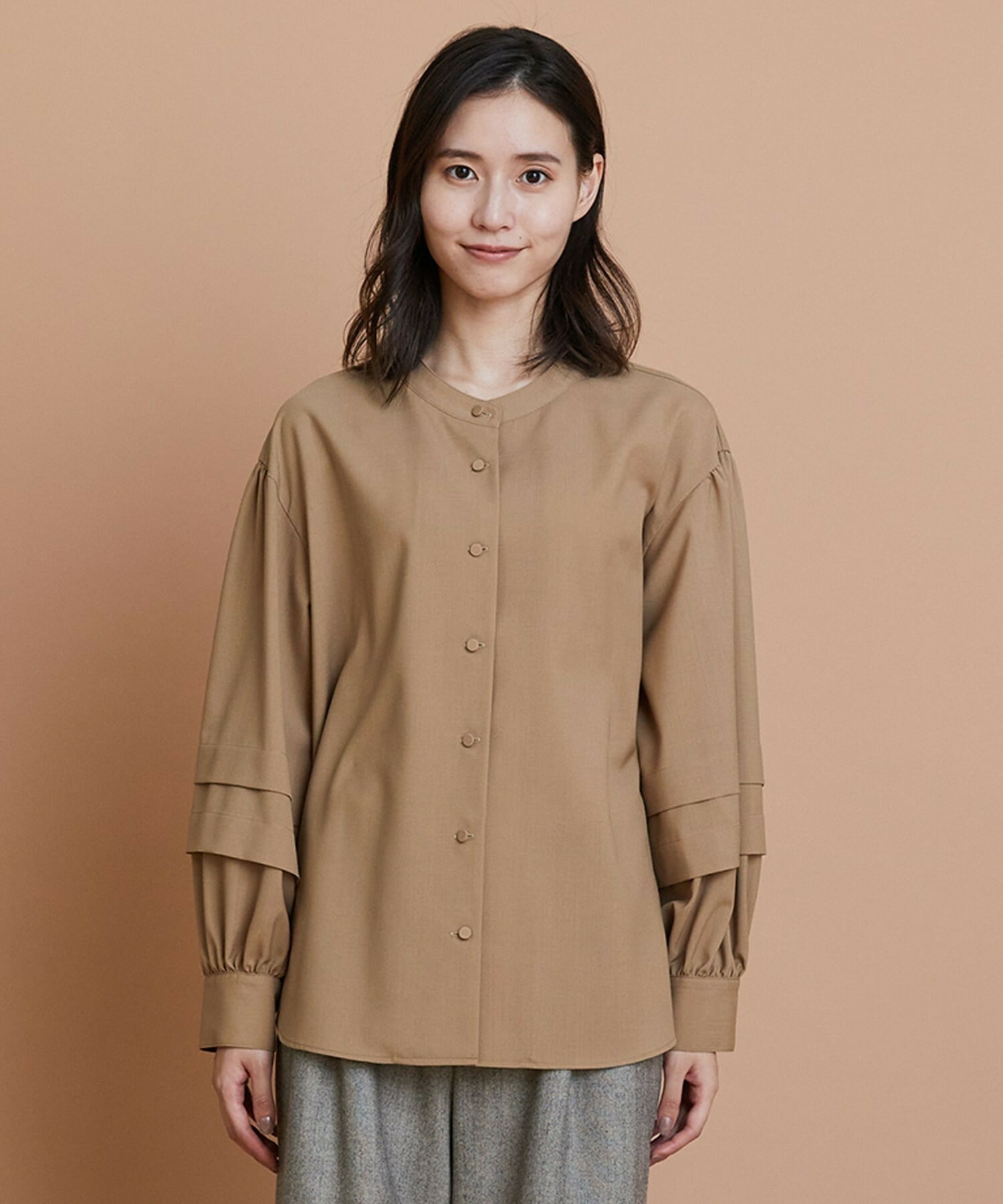 【L'EQUIPE】トロピカルウールブラウス 詳細画像 ボルドー 7